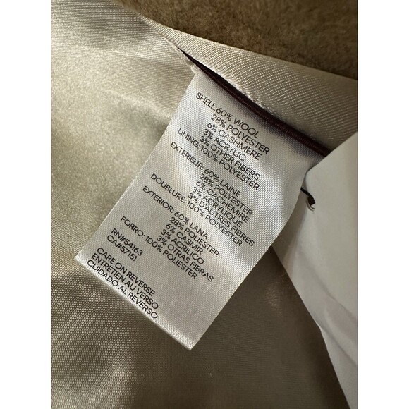 NEW Calvin Klein Womens Size 10 Camel Wool Cashmere Blend Single Breasted Coat - Picture 9 of 10